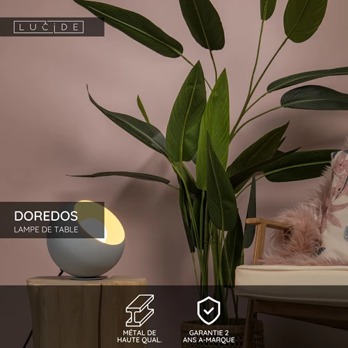 Lucide DOREDOS - Lampe de table - Ø 20 cm - 1xE27 - Bleu Pastel - USP